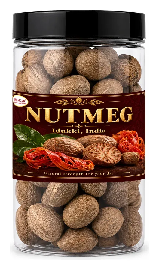 Bibhakar Nutmeg from idukki, kerala in a PET jar
